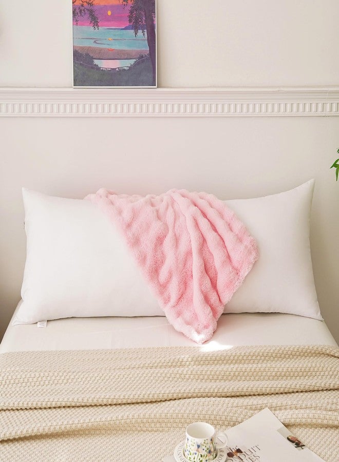 Memfydu Full Body Pillow with Fluffy Bubble Waffle Carved Faux Fur Removable Cover, Long Bed Pillow Adult 20x54 Inches for Side Sleeper and Pregnancy, Pink. - Image 2