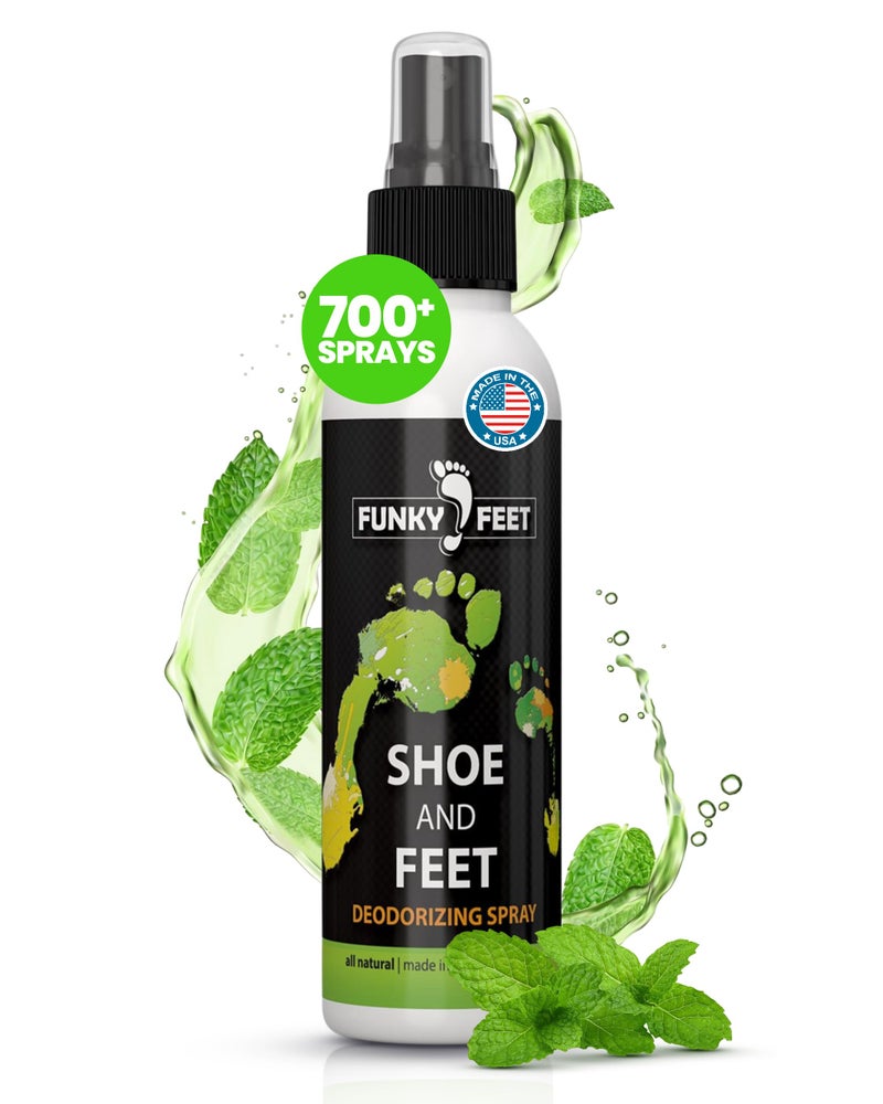رذاذ مزيل رائحة الأحذية فunky Feet 4oz رذاذ القدم مزيل رائحة القدم بقوة إضافية لإزالة رائحة الأحذية مزيج من الزيوت الأساسية للقدمين المتعرقتين 100 طبيعي وعضوي صنع في الولايات المتحدة