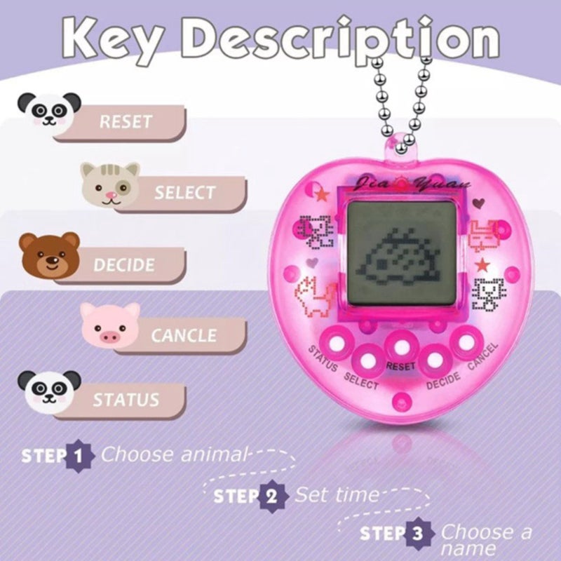 2Pcs Virtual Pet Game Mini Heart Shape Multi Pet Modes Digital Electronic Pets Toys Gift - Image 5