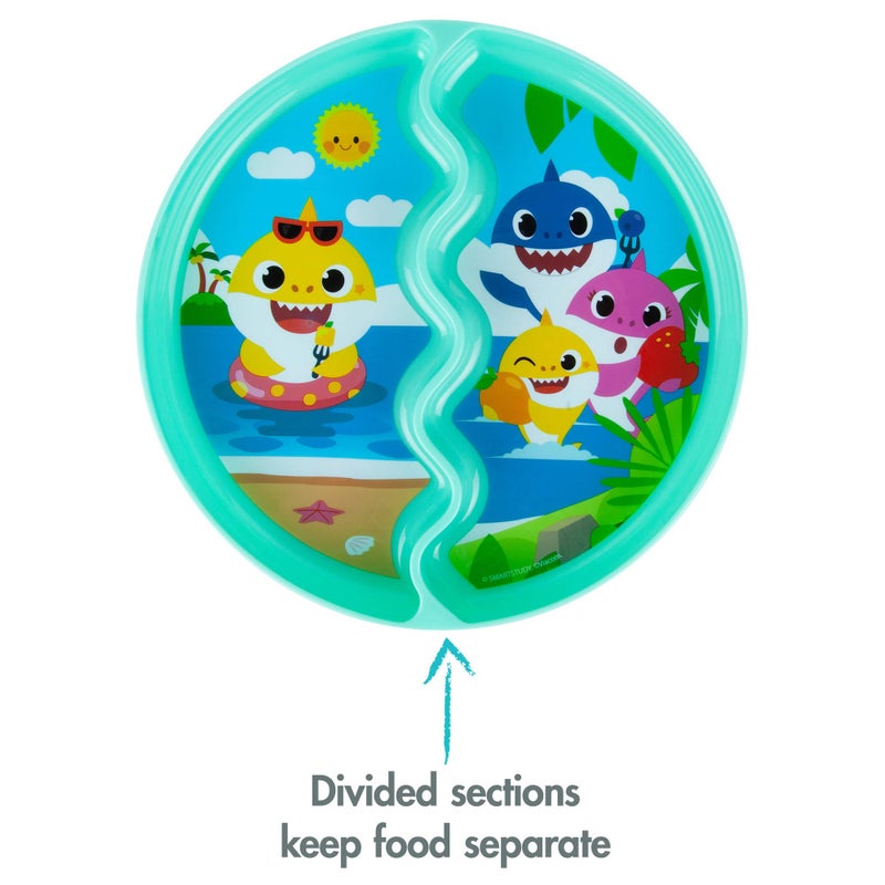 The First Years Pinkfong Baby Shark Divided Suction Plate- Dishwasher Safe Baby Plates with Suction Cups - Baby Feeding Essentials for Solid Food Baby Led Weaning - Image 3