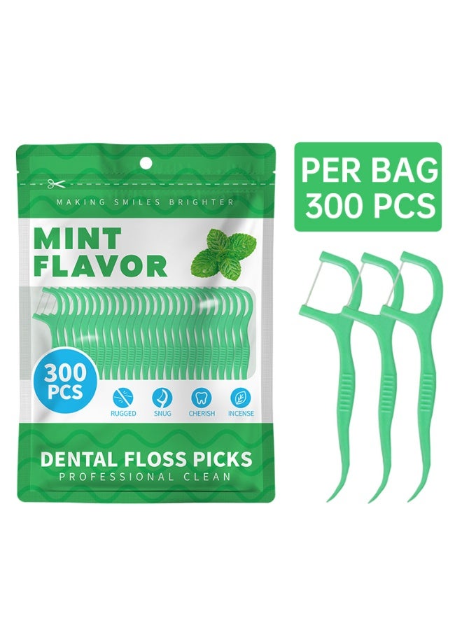 QZ 300 Packs Of Dental Floss Picks, Toothbrush Sticks, With Built-In Mint Fragrance For a More Comfortable And Hygienic Brushing Experience, Dental Care Products, For Household Use (300 Pieces) - Image 1