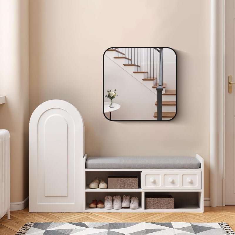 FORBATH Bathroom Mirror for Over Sink 24x24 Inch Black, Square Wall Mirror with Metal Frame, Rounded Corners for Bathroom, Bedroom, Entryway DÃ©cor - Image 2