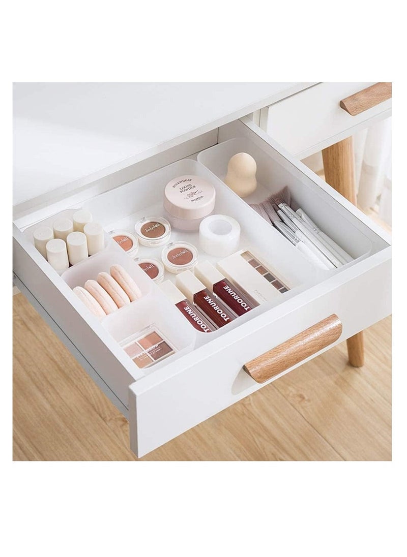 Arabest 5 PCS Clear Drawer Organizers Set, 4 Sizes Plastic Vanity Drawer Organizers and Storage Bins, Desk Drawer Organizer Trays with Non-slip Silicone Pads for Makeup,Bathroom and Kitchen  - Image 1