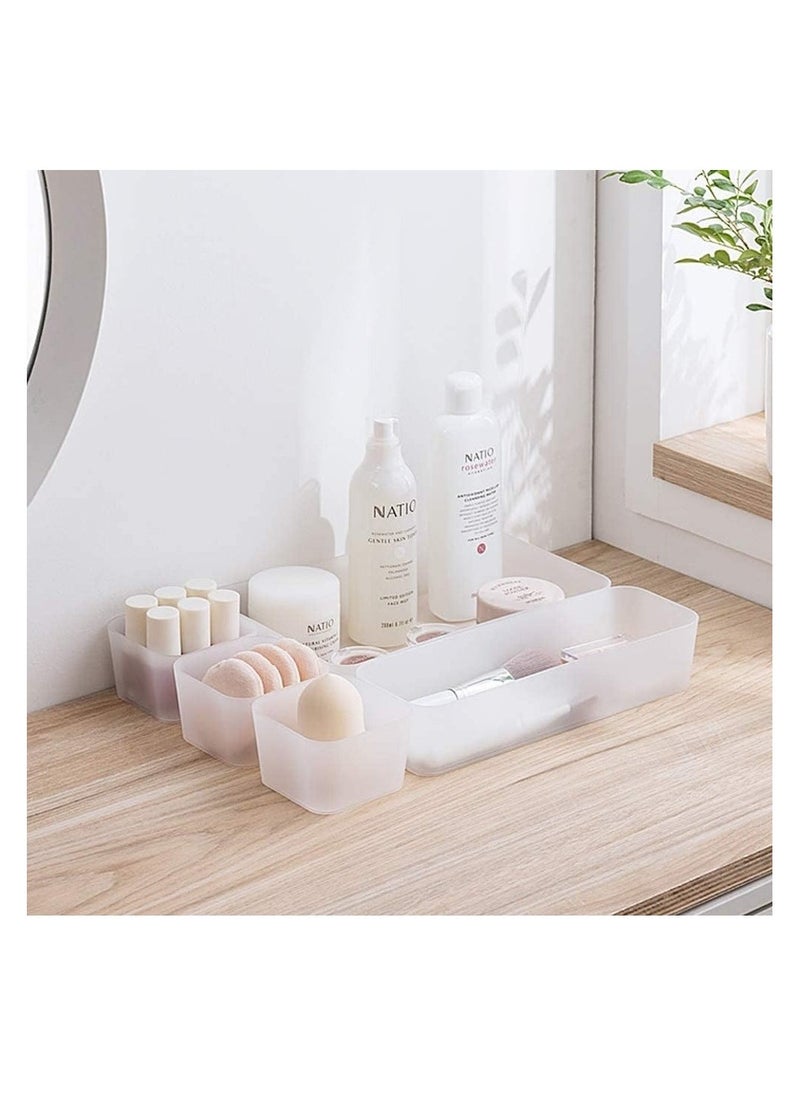 Arabest 5 PCS Clear Drawer Organizers Set, 4 Sizes Plastic Vanity Drawer Organizers and Storage Bins, Desk Drawer Organizer Trays with Non-slip Silicone Pads for Makeup,Bathroom and Kitchen  - Image 3