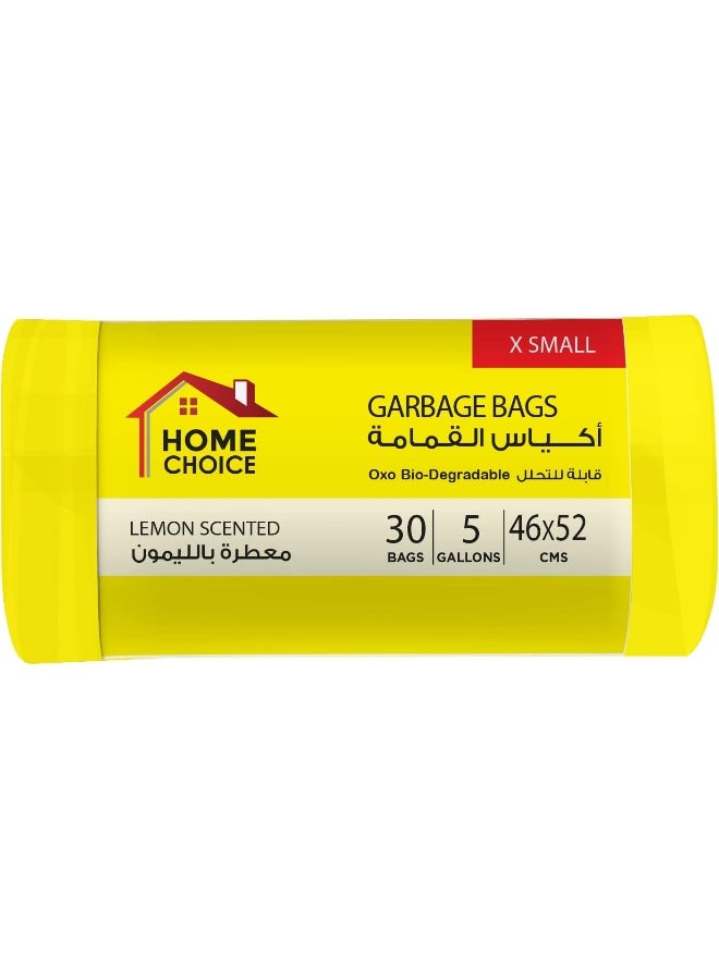 HOME CHOICE 5 Gallons Scented-LEMON, Pack of 30-Pieces, Size 46*52 cm Scented Trash Bags, Bio-degradable Garbage Bags Roll,Bin Liners - Image 1