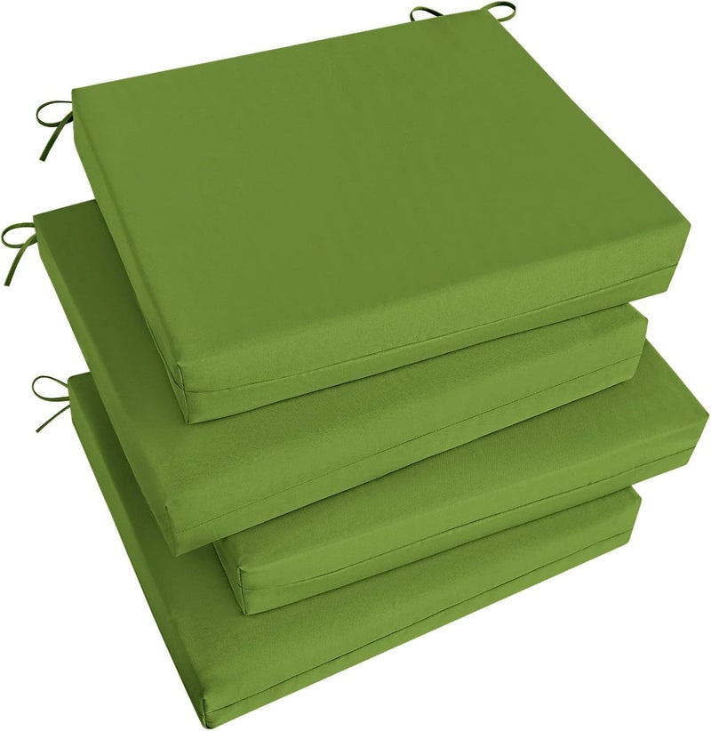Basic Beyond Outdoor Chair Cushions for Patio Furniture, Waterproof Outdoor Cushions, Square Corner Patio Chair Cushions Set of 4 with Ties, 18.5"x16"x3", Grass Green - Image 1