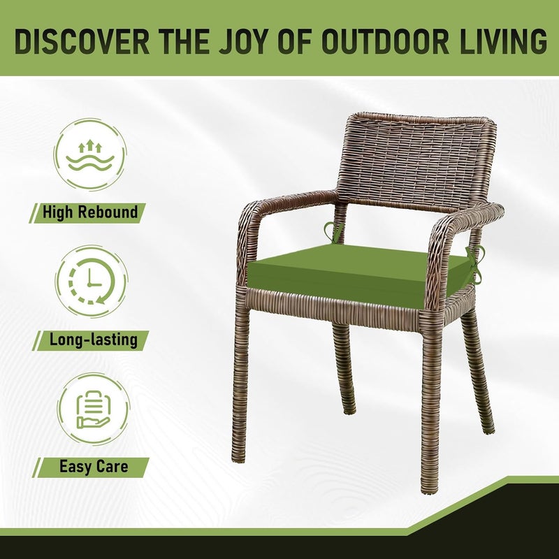 Basic Beyond Outdoor Chair Cushions for Patio Furniture, Waterproof Outdoor Cushions, Square Corner Patio Chair Cushions Set of 4 with Ties, 18.5"x16"x3", Grass Green - Image 5