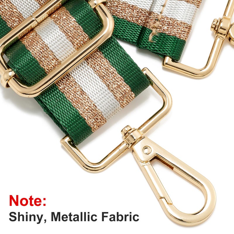 ZOOEASS Wide Shoulder Strap Adjustable Replacement Belt Guitar Style Crossbody Bag Handbag Strap Multicolor Canvas Straps(Wide:1.4in) (Gold Green) - Image 2