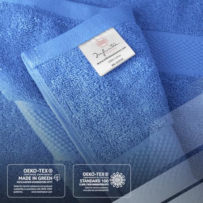 Premium Bath Towels Set - [Pack of 8] 100% Cotton Highly Absorbent 2 Bath Towels, 2 Hand Towels and 4 Washcloths - Hotel and Spa Quality Bath Towels for Bathroom Eloquent Blue (2 Bath Towels, 2 Hand Towels, 4 Washcloths) Soft and Absorbent Towels for Bathroom - Gym, Shower, Spa and Hotel Use - Image 5