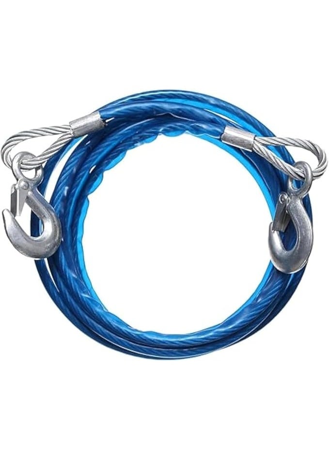 Heavy-duty tow rope – steel wire with hook – 4 meters – holds up to 7 tons for emergency use on trailers and cars - Image 1
