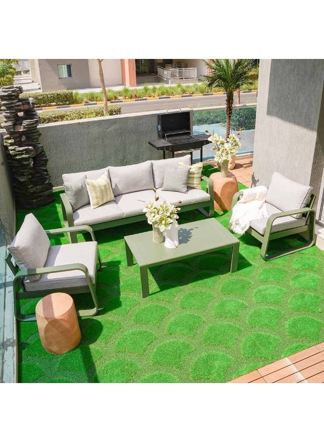 DANUBE HOME طقم أريكة خارجية لأربعة أشخاص من أوليفيرو | أثاث حديقة بإطار فولاذي | مجموعات أرائك بتصميم عصري | 4 قطع من طاولة وكراسي للجلوس في الفناء أو الشرفة أو الحديقة - أخضر - مع ضمان لمدة عامين - Image 1