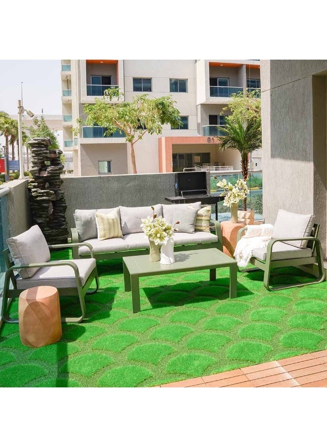 DANUBE HOME طقم أريكة خارجية لأربعة أشخاص من أوليفيرو | أثاث حديقة بإطار فولاذي | مجموعات أرائك بتصميم عصري | 4 قطع من طاولة وكراسي للجلوس في الفناء أو الشرفة أو الحديقة - أخضر - مع ضمان لمدة عامين - Image 4