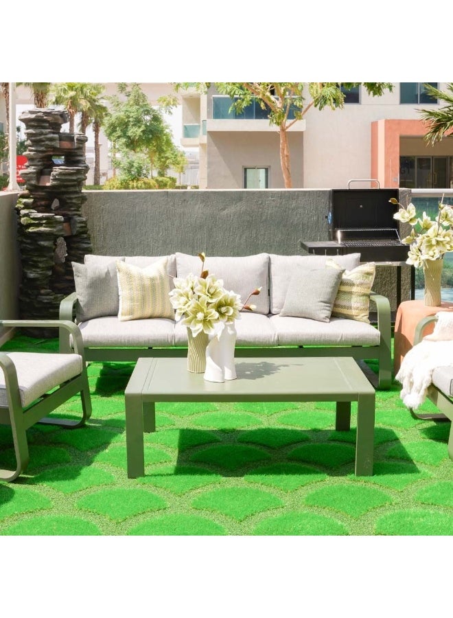 DANUBE HOME طقم أريكة خارجية لأربعة أشخاص من أوليفيرو | أثاث حديقة بإطار فولاذي | مجموعات أرائك بتصميم عصري | 4 قطع من طاولة وكراسي للجلوس في الفناء أو الشرفة أو الحديقة - أخضر - مع ضمان لمدة عامين - Image 3