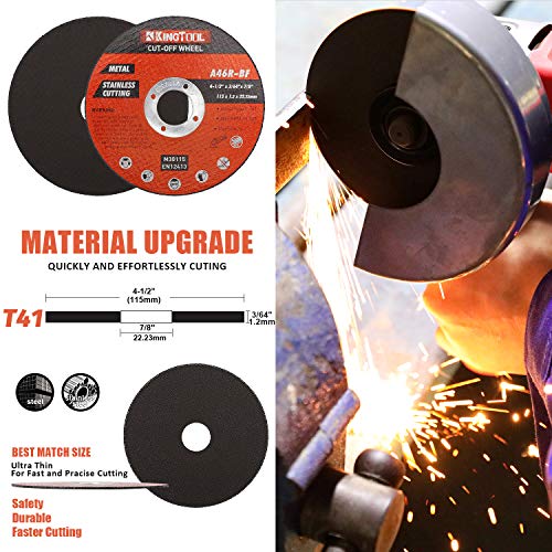 KingTool 27pcs Angle Grinder Wheel Set, Grinder Disc Set Includes 20pcs Cutting Wheel, 5pcs Grinding Wheel, 2pcs Flap Discs with 4-1/2" Diameter and 7/8" Arbor for Steel and Stainless Cutting Grinding - Image 3