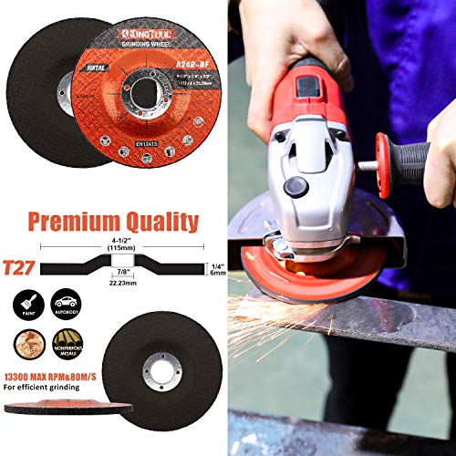 KingTool 27pcs Angle Grinder Wheel Set, Grinder Disc Set Includes 20pcs Cutting Wheel, 5pcs Grinding Wheel, 2pcs Flap Discs with 4-1/2" Diameter and 7/8" Arbor for Steel and Stainless Cutting Grinding - Image 4