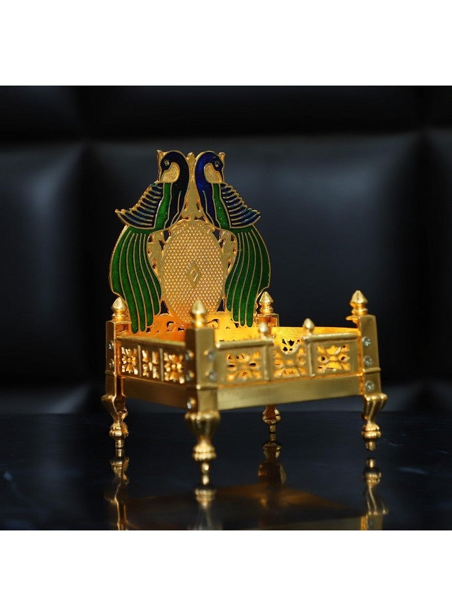 CHHARIYA CRAFTS Metal Krishna Sihasan, Laddu Gopal Singhasan for Home and Offices Metal Home Temple (Height: 17, Gold) - Image 1