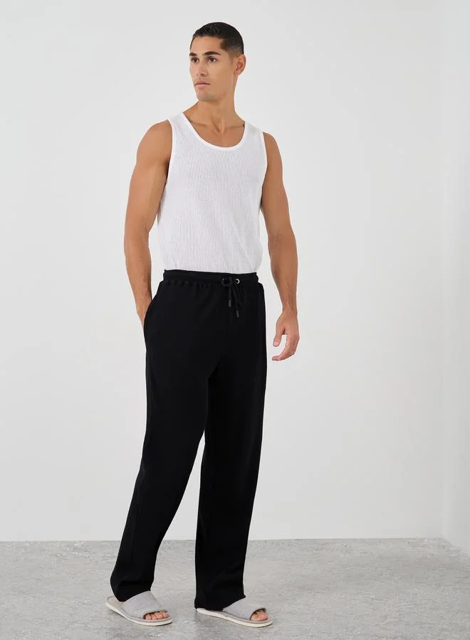 Styli Styli Waffle Textured Open Hem Pyjama with Elasticated Waistband