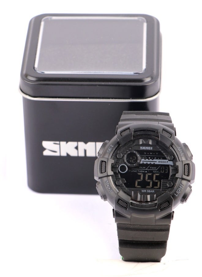 SKMEI Skmei Men’s Casual-Digital Watch -Black Dial-Black Band Rubber  - Image 4