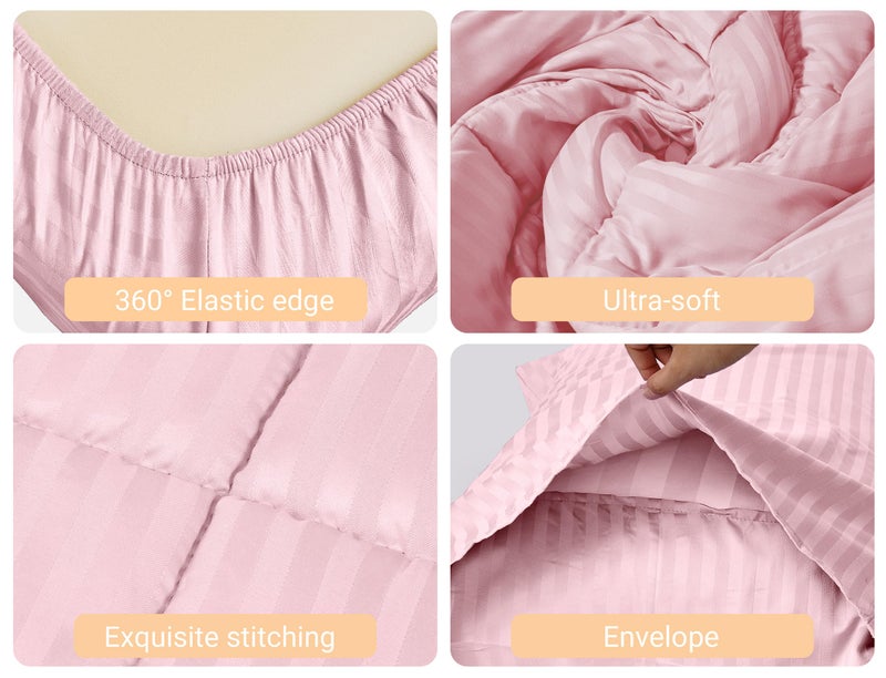 ZPECC Toddler Bedding Set - 4 Piece Hypoallergenic Baby Crib Bedding Set for Boys and Girls, Includes Toddler Comforter, Flat Sheet, Fitted Sheet and Pillowcase, Pink Stripe - Image 3