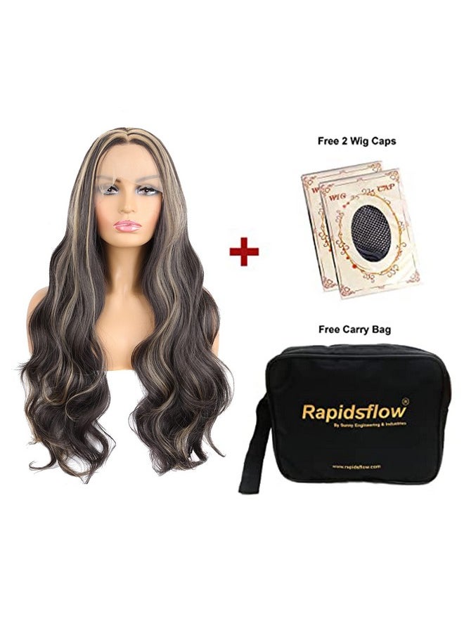 Rapidsflow - Front Lace Women Wigs Natural Hair For Full Head/Front Lace Hair Wigs For Women 32 Inch (Curly Golden Highlight) - Image 1