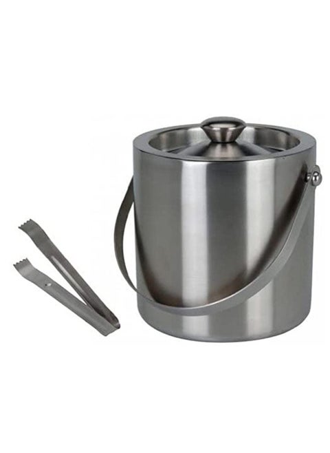 Insulated Double Wall Stainless Steel Ice Bucket with Lid and Tong Ice Cube Container