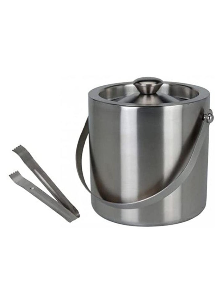 Insulated Double Wall Stainless Steel Ice Bucket with Lid and Tong Ice Cube Container