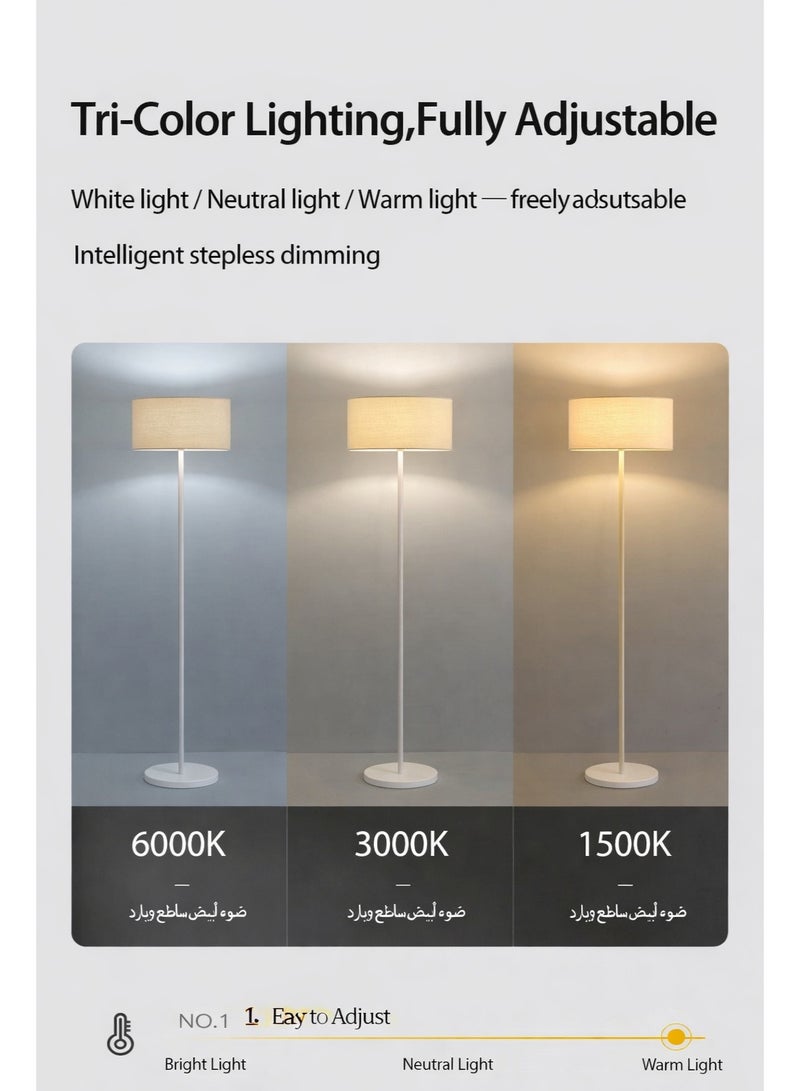 Fullight Modern Floor Lamp with Remote & App Control, White, Stepless Dimming & Adjustable Color Temperature, 12W LED, White Stable Base, 160×38 cm, Ideal for Living Room, Bedroom, and Office - Image 3