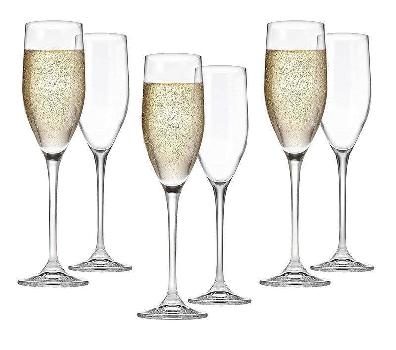 Cloudsell Madrid Series Champagne Flutes Crystal Wine Glasses Perfect for Red or White Wine 165 ml Transparent Set of 6 - Image 1