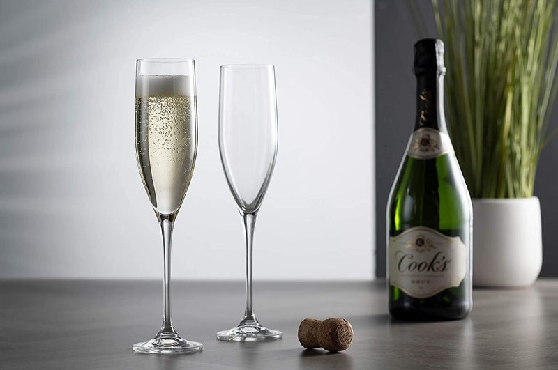 Cloudsell Madrid Series Champagne Flutes Crystal Wine Glasses Perfect for Red or White Wine 165 ml Transparent Set of 6 - Image 3