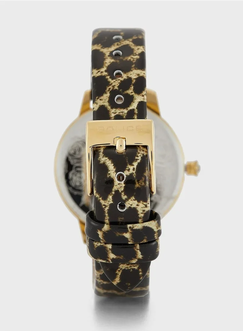 POLICE Women's Police Gold Bagan Printed Watch 16028MSG/02, Gold, One Size, Bracelet