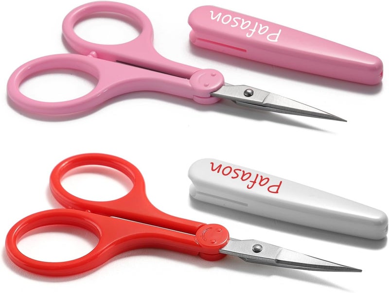 Pafason Sharp Point Craft Scissor Set 2 PC Straight Curved for Scrapbooking Quilting DIY Sewing Knitting Embroidery Cross Stitch Crochet Thread Yarn Paper Detail Cutting Stainless Steel Safety Case - Image 1
