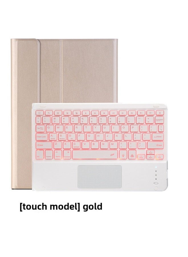 Generic For Lenovo Small Pad Protective Case Pro2022 Tablet 10.6 Bluetooth Keyboard Touch M10plus Leather Case-Color:Gold + Bluetooth Keyboard (touch Backlight)-Product Type:Lenovo Small Pad 11 J606/Small P  - Image 1