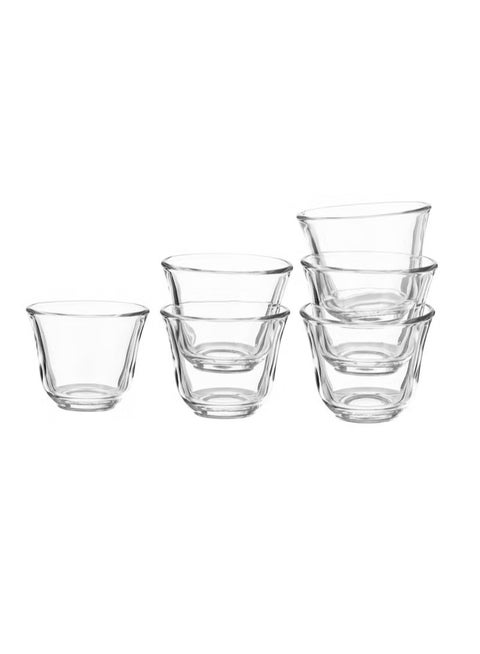 High-quality glass Arabic coffee cup set, 6 pieces, clear, 58 ml