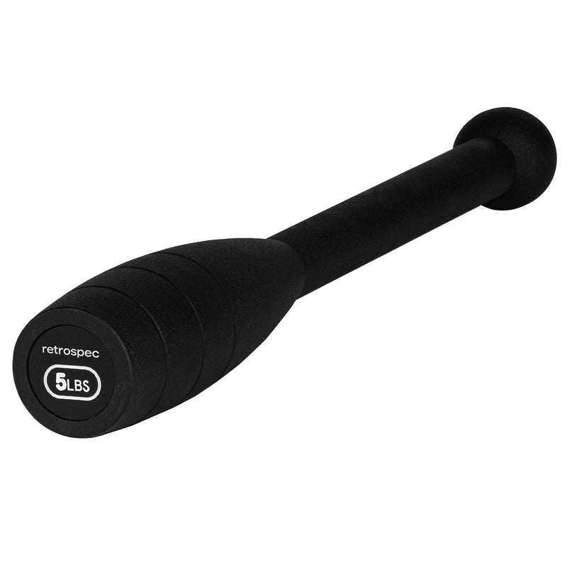 Retrospec Retrospec Steel Club SC- 5lb for Men & Women's Strength Training & Full Body Workouts, Matte Black  - Image 2