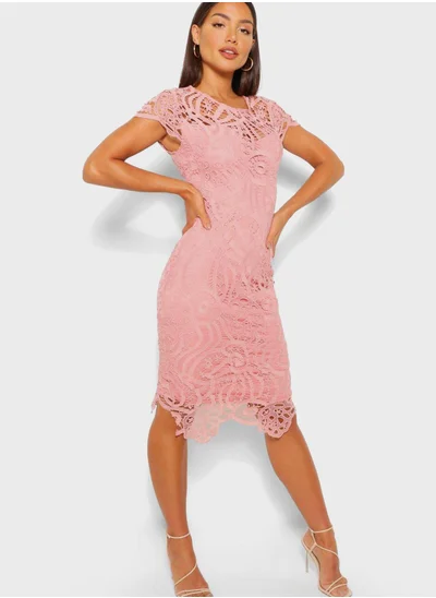 boohoo Lace Insert Cap Sleeve Dress