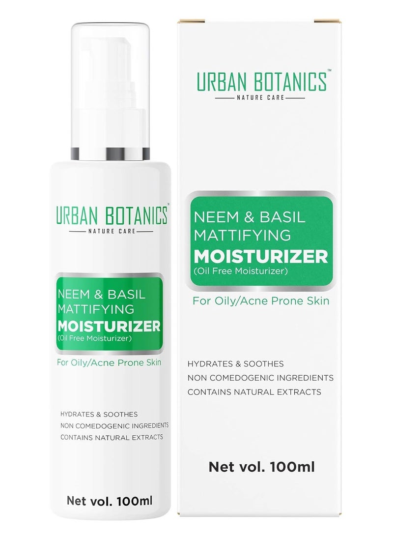 UrbanBotanics Urbanbotanics® Neem & Basil Face Moisturizer For Oily Acne Prone Skin Women & Men 100ml  - Image 1