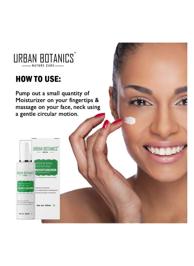 UrbanBotanics Urbanbotanics® Neem & Basil Face Moisturizer For Oily Acne Prone Skin Women & Men 100ml  - Image 2