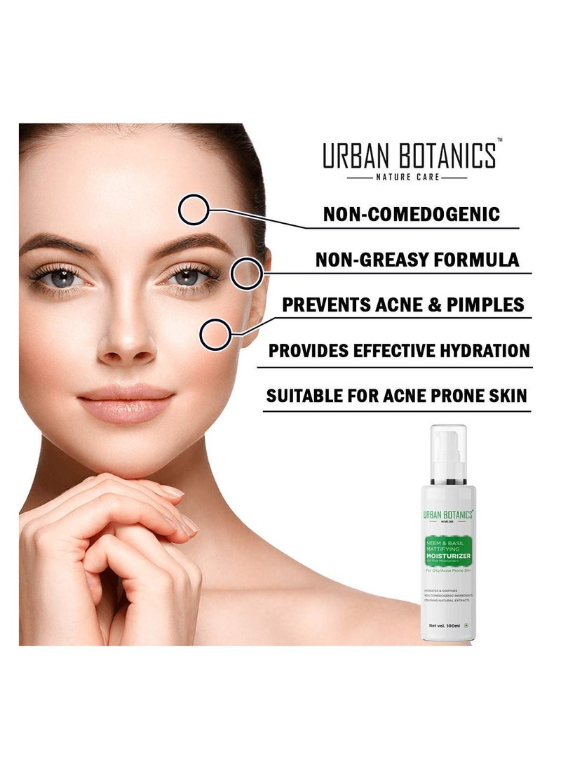 UrbanBotanics Urbanbotanics® Neem & Basil Face Moisturizer For Oily Acne Prone Skin Women & Men 100ml  - Image 3