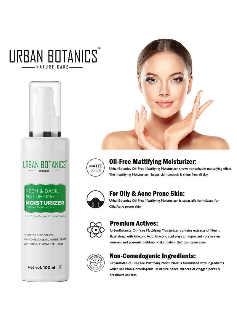 UrbanBotanics Urbanbotanics® Neem & Basil Face Moisturizer For Oily Acne Prone Skin Women & Men 100ml  - Image 4