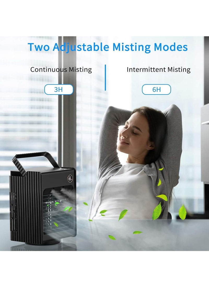 Generic Portable Air Conditioner Fan Personal Air Cooler Desk Fan Mini Evaporative Cooler Fan With Handle 120°Auto Oscillation 3 Adjustable Speeds 4000mah Rechargeable Battery Operated  - Image 5