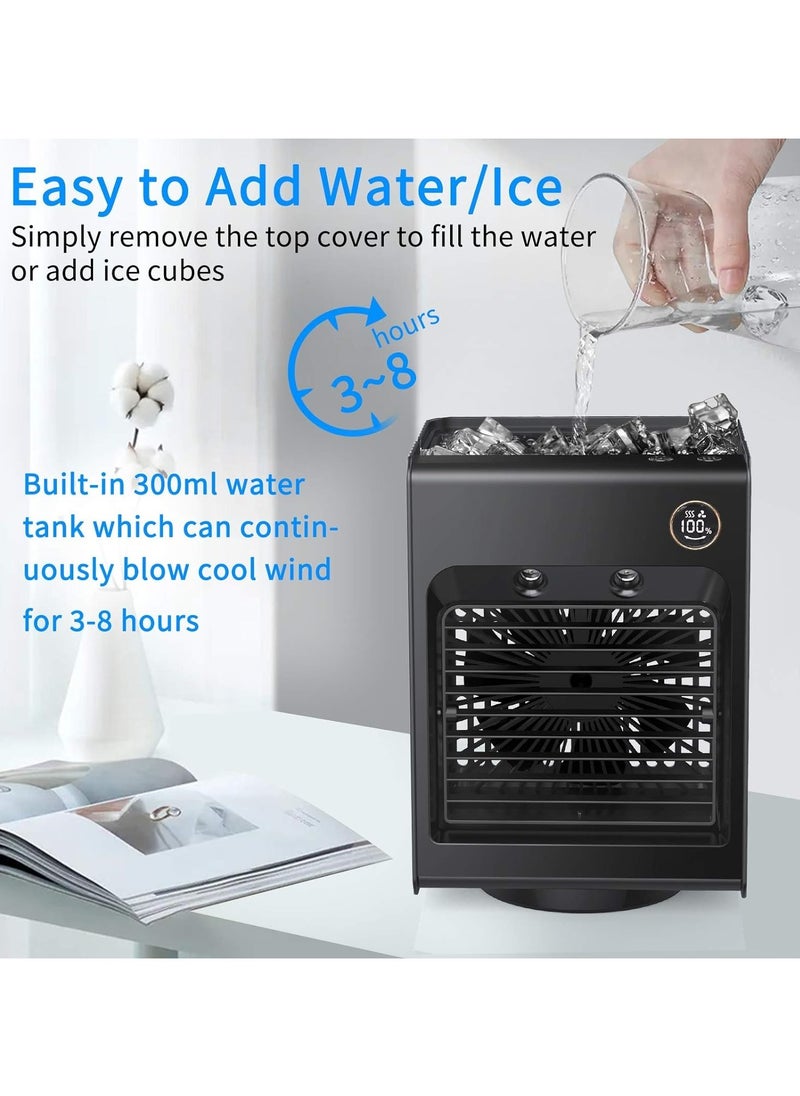 Generic - Portable Air Conditioner Fan Personal Air Cooler Desk Fan Mini Evaporative Cooler Fan With Handle 120°Auto Oscillation 3 Adjustable Speeds 4000mah Rechargeable Battery Operated - Image 1
