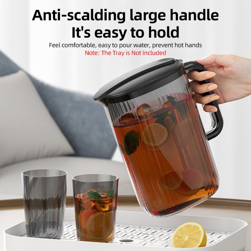 Water Pitcher Fridge Door Water Jug with Handle Beverage Serveware and Storage Container for Hot Liquids or Cold Drinks Shatterproof 74oz Iced Tea Pitcher Kettle with 4 Cups - Image 5