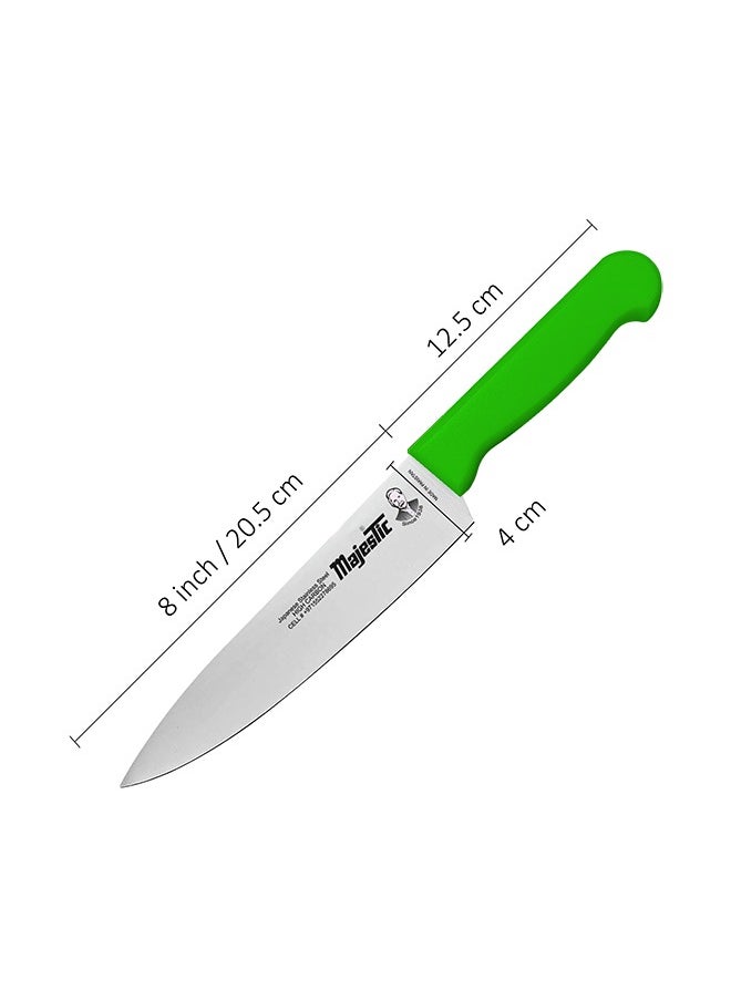 Majestic Majestic 8-Inch Chef Knife –Green, Japanese High Carbon Stainless Steel, Razor-Sharp Edge, Ergonomic Non-Slip Handle, Safe Bolster & Heel – Ideal for Precision Cutting, Chopping, Slicing & Dicing – Dishwasher Safe  - Image 4