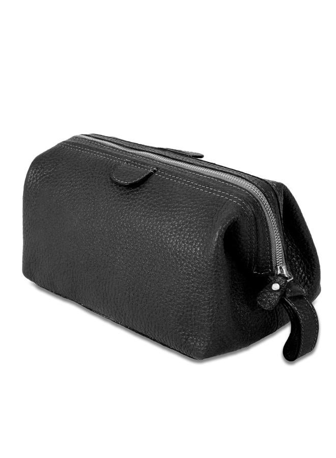 KomalC Premium Buffalo Leather Toiletry Bag for Men & Women With Water resistant Lining, Grooming Travel Pouch, Unisex Wash Bag for Toiletries, Gifts for Men and Women, Snow, Unisex Travel Bag - Image 1