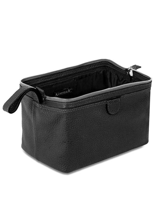 KomalC Premium Buffalo Leather Toiletry Bag for Men & Women With Water resistant Lining, Grooming Travel Pouch, Unisex Wash Bag for Toiletries, Gifts for Men and Women, Snow, Unisex Travel Bag - Image 4