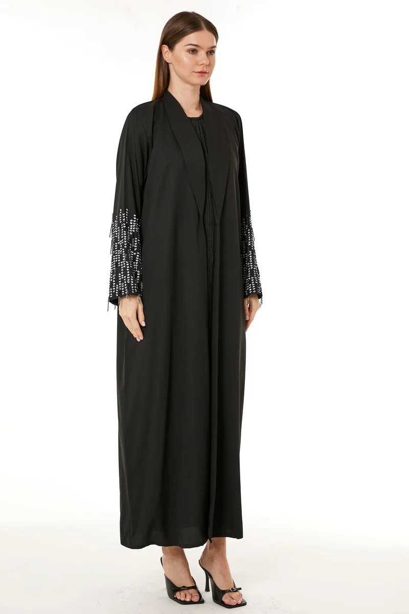 Moistreet Embellished Crepe Hand Abaya