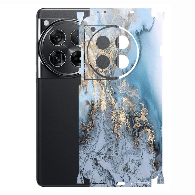 AtOdds - Full Body Back Screen Guard Protector Film - Lamination Wrap Skin Sticker for OnePlus 12 (5G) | Scratchproof Matte Finish (Design - Blue Marble) - Image 1