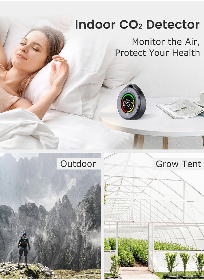 INKBIRD Portable CO2 Detector Mini Indoor CO2 Monitor NDIR Sensor with Full Color LCD Indicator Light Alarm Auto Calibration for Home Office Travel