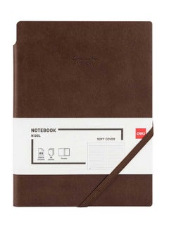 Deli A5 Size Soft Leather Cover Executive Notebook With Elastic Closure 80 Sheets Brown  - Image 1