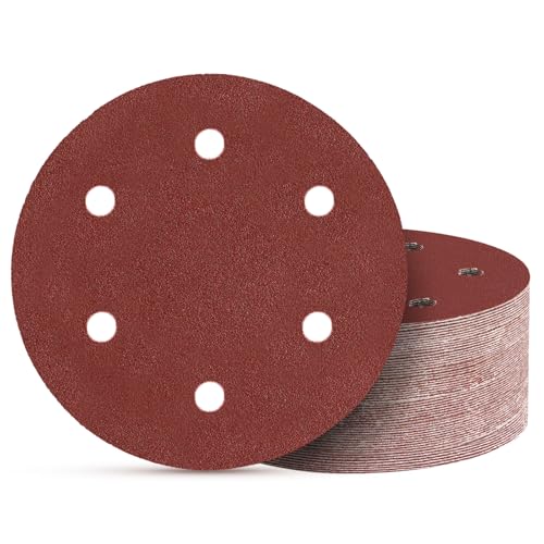 TolleSonne 50pcs 9 inch 6 Hole Sanding Discs Set -10 Each of 60 80 120 150 240 Grits, 9" Hook and Loop Adhesive Sandpaper for Drywall Sander - Image 1